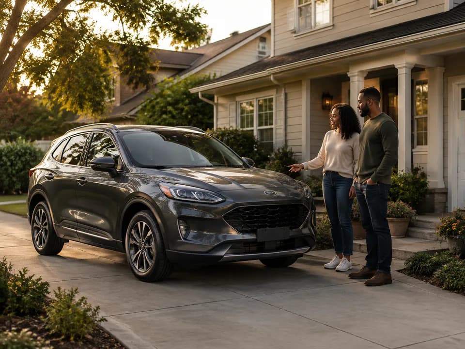A couple considering a practical family vehicle